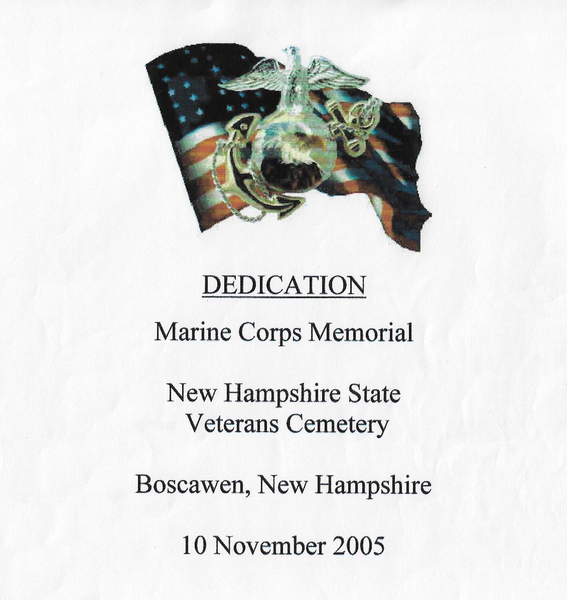 US Marine Corps Memorial Dedication at the NH State Veterans Cemetery