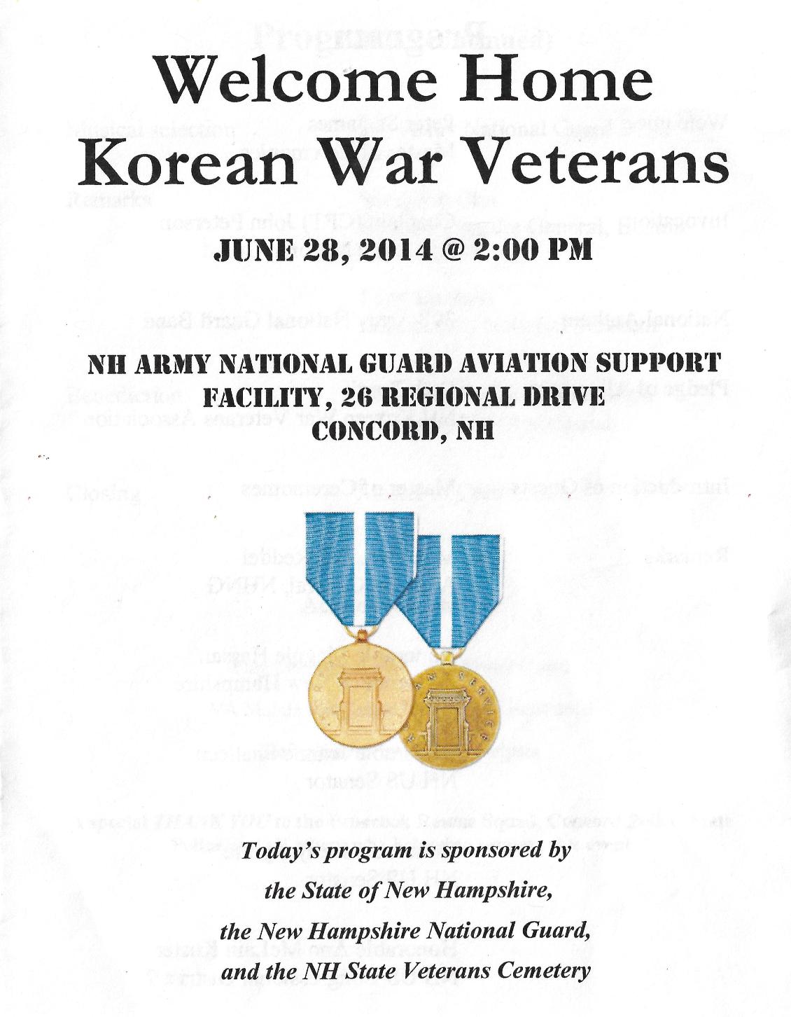 Welcome Home Korean War Veterans - NH State Veterans Cemetery June 28 2014