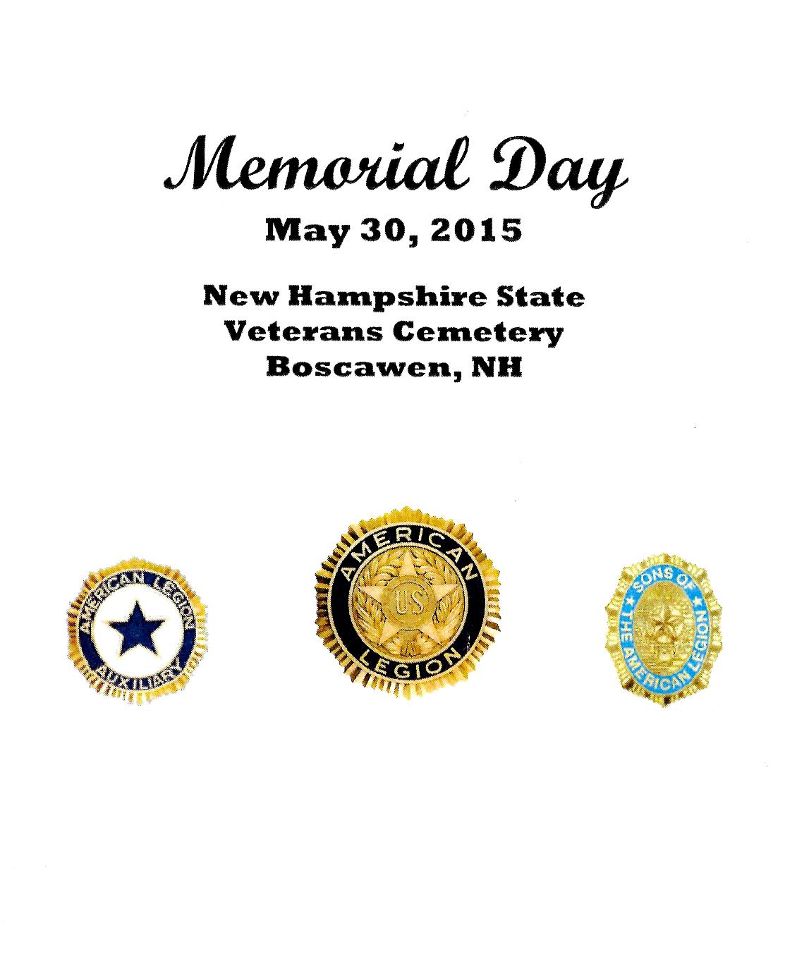 Memorial Day Program NH State Veterans Cemetery May 30 2015