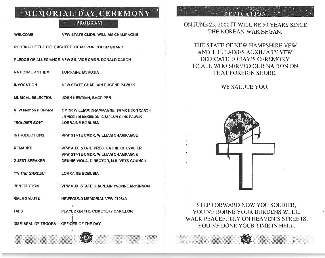 Memorial Day Program at the Nh State Veterans Cemetery May 2000
