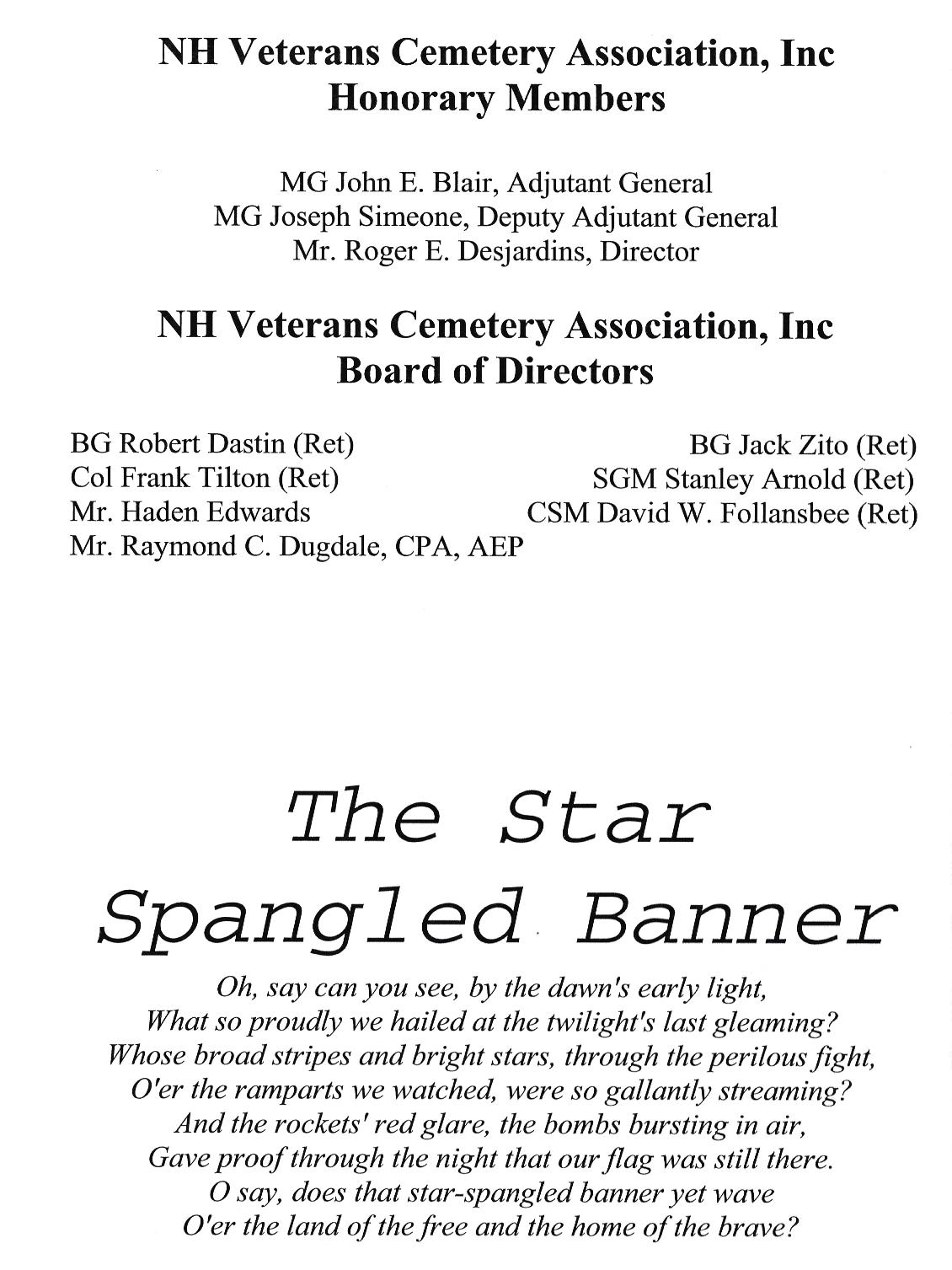 Memorial Day Program at the NH State Veterans Cemetery May 30th 2002