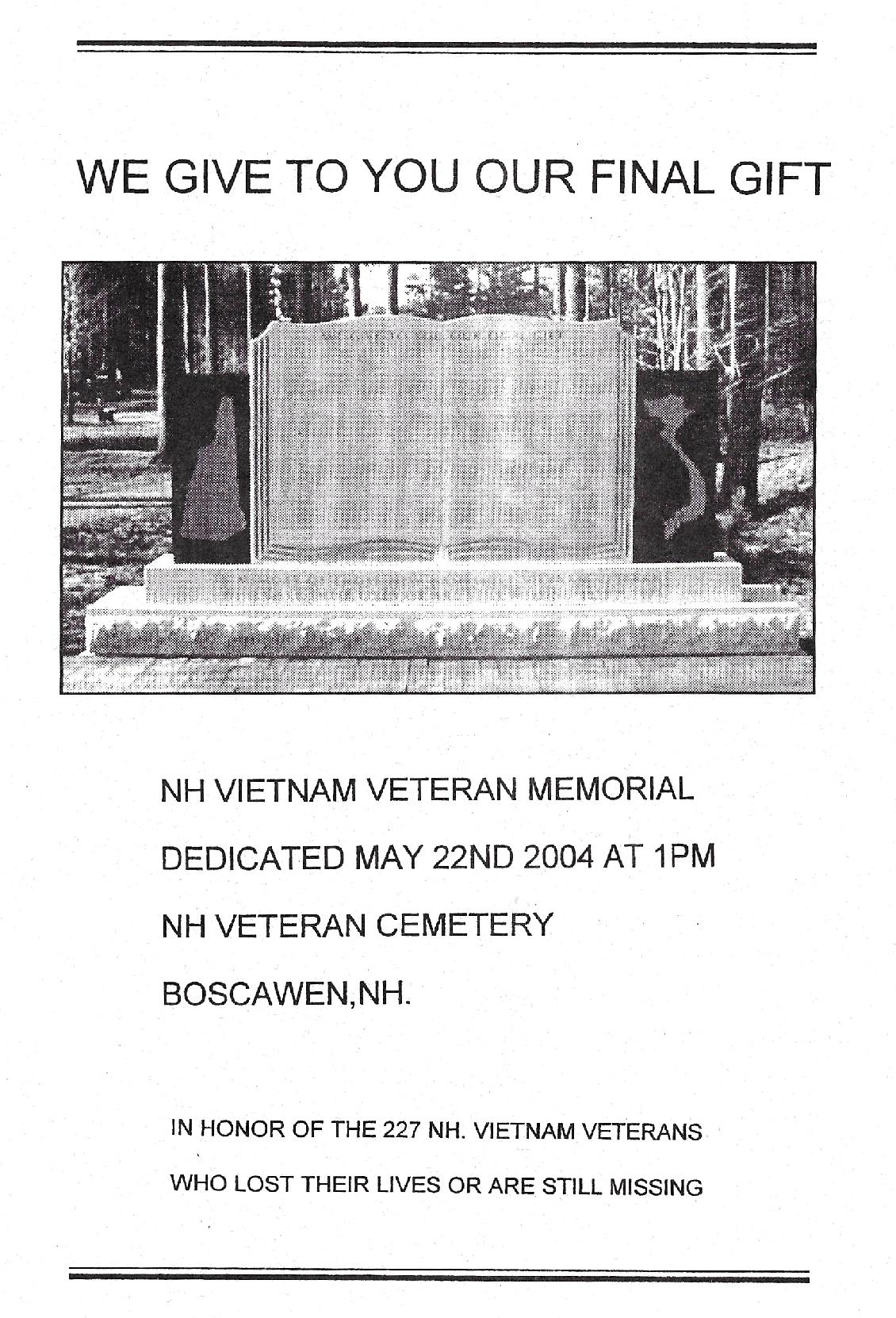 NH Vietnam War Memorial Dedication May 22 2004