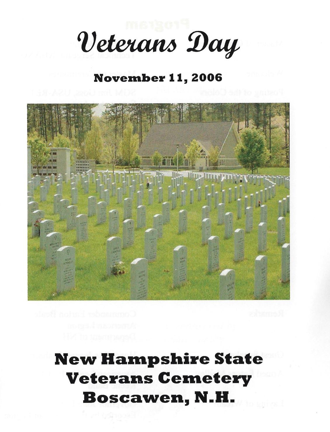 Veterans Day Program - NH State Veterans Cemetery 2006