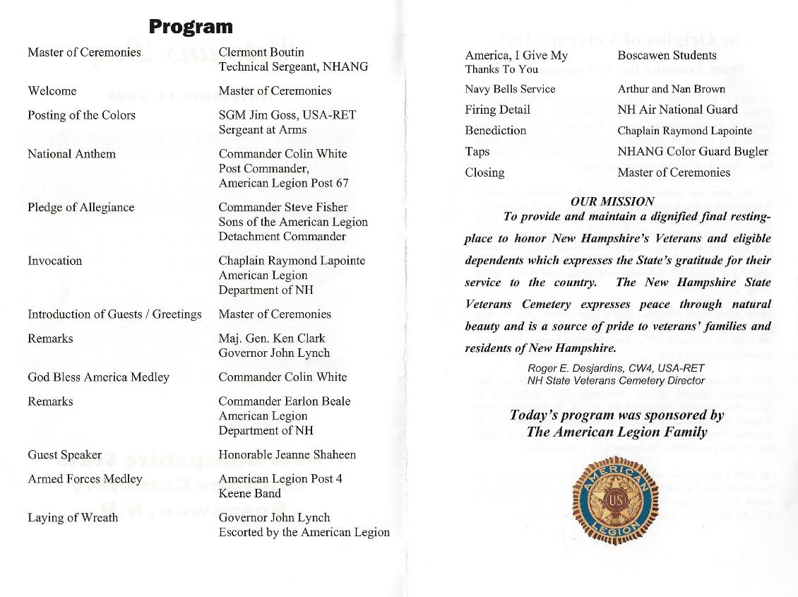 Veterans Day Program - NH State Veterans Cemetery 2006