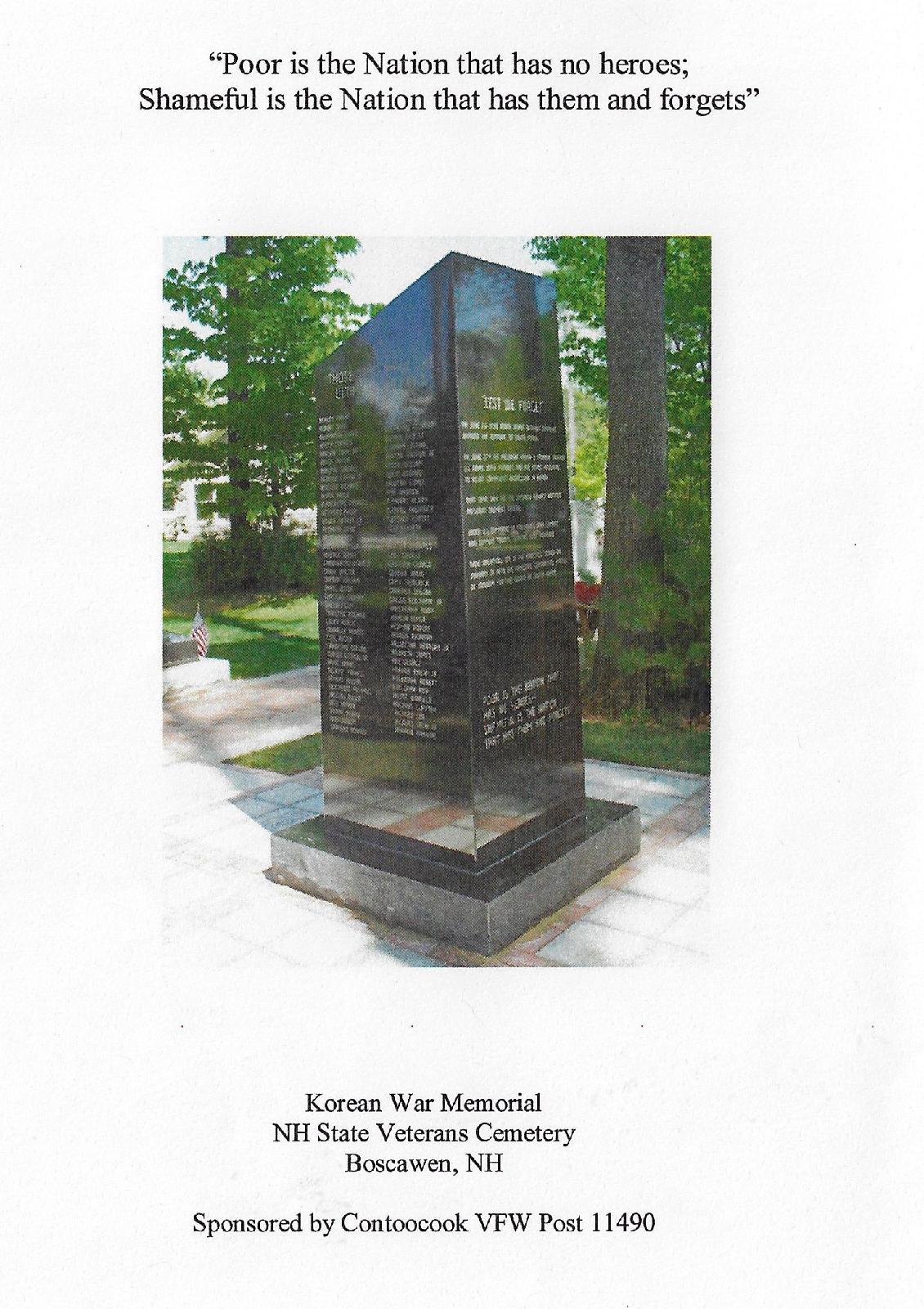 Korean War Memorial Dedication - NH State Veterans Cemetery