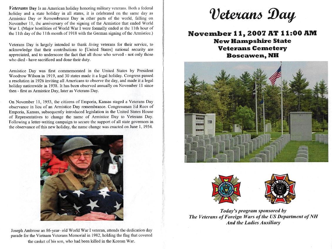 Veterans Day Program at the NH State Veterans Cemetery - 2007