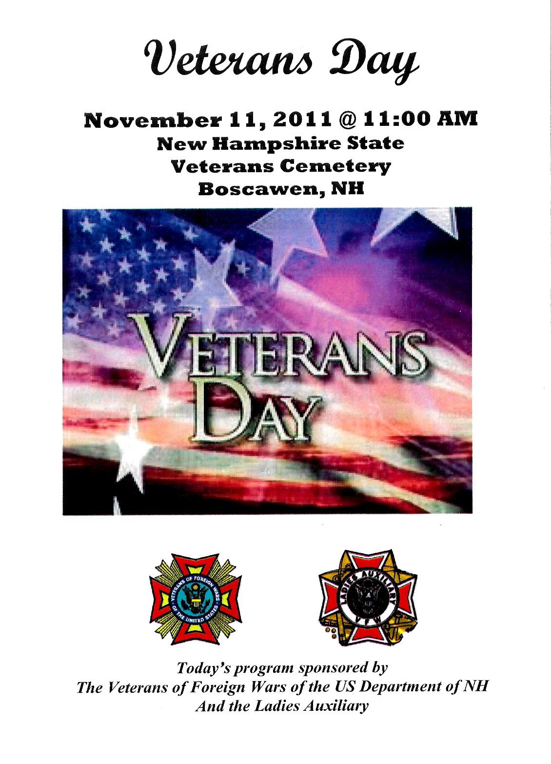 Veterans Day Program at the NH State Veterans Cemetery Nov 11 2011
