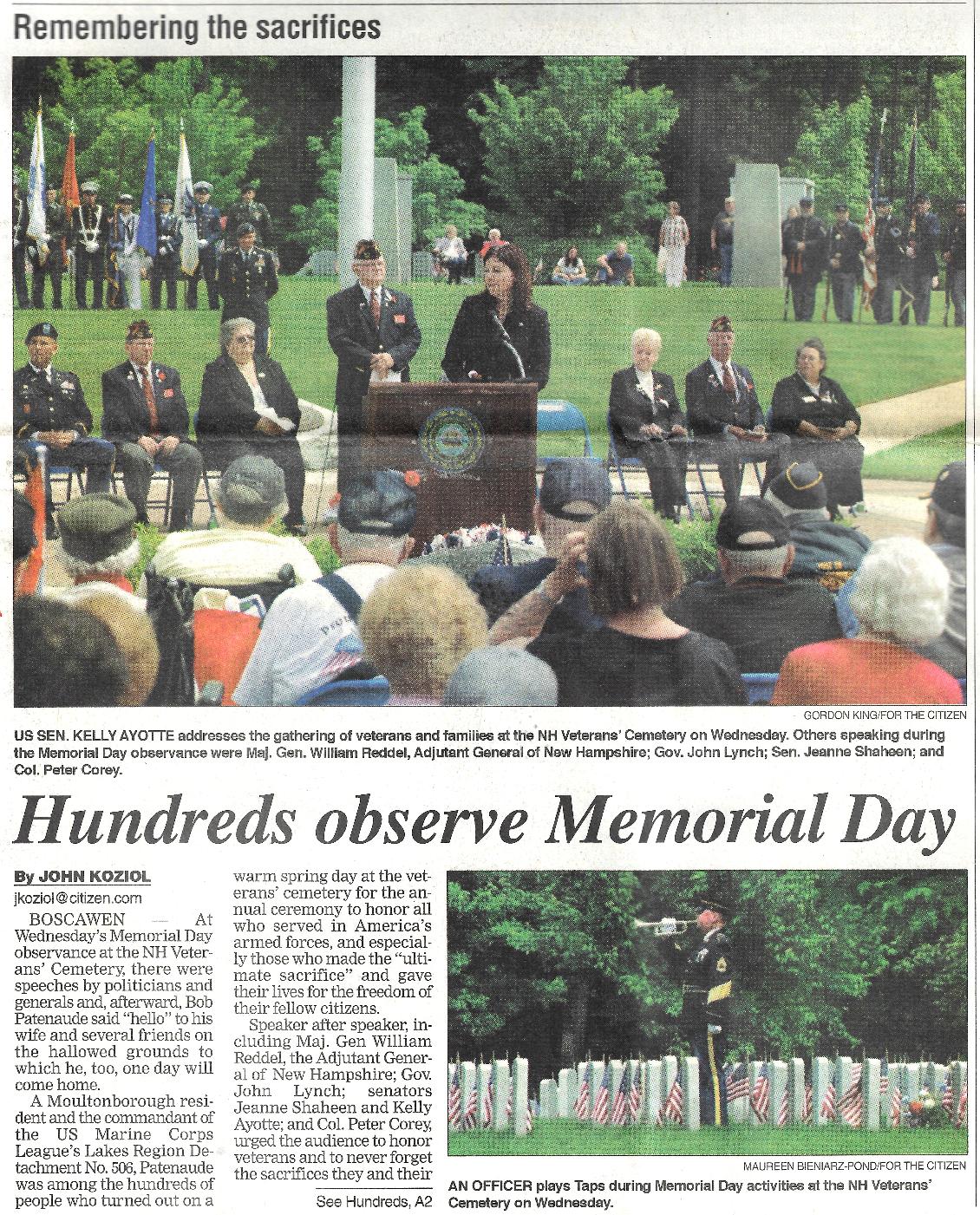 Memorial Day Celebration at the Nh State Veterans Cemetery May 30th 2012