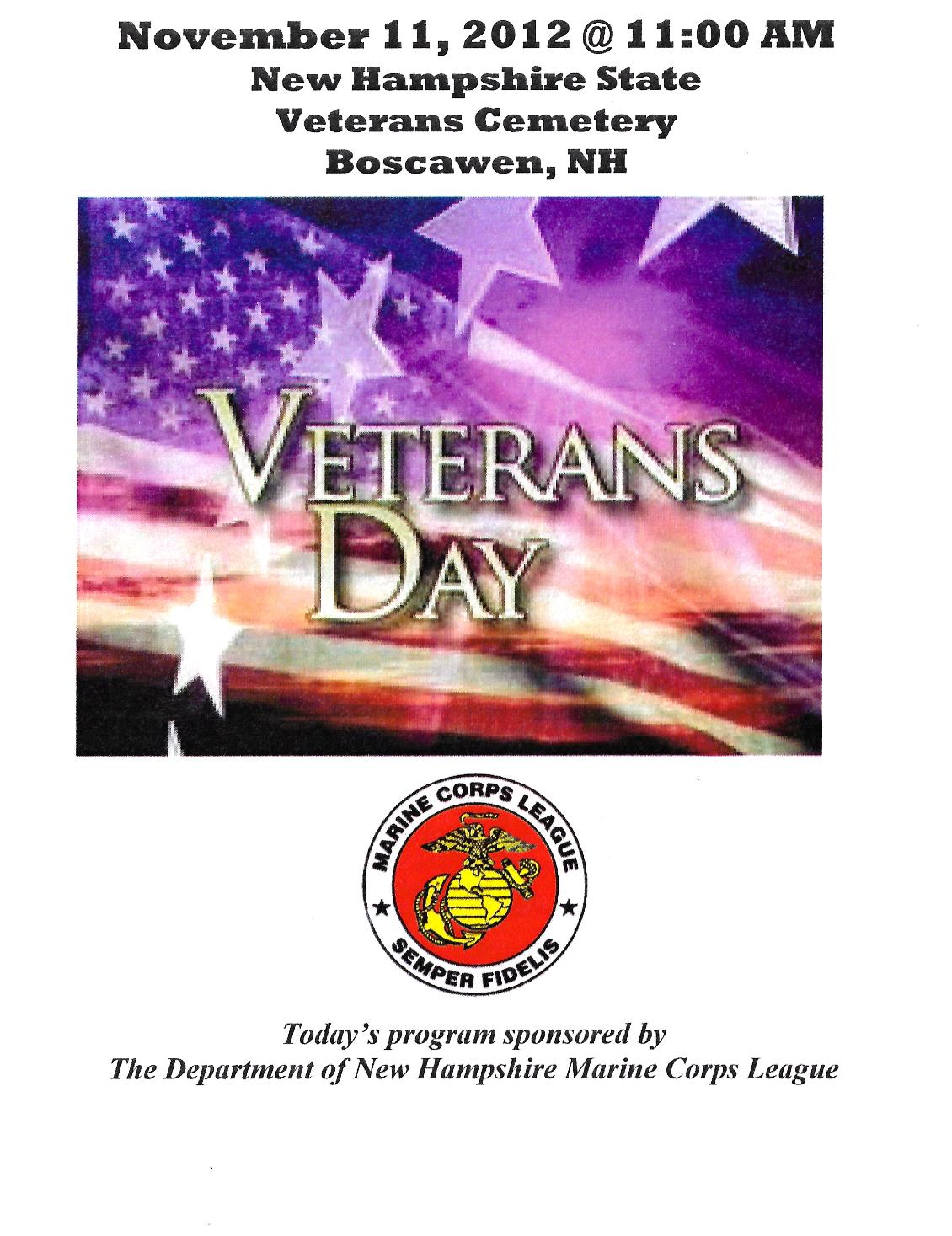 Veterans Day Program at the Nh State Veterans Cemetery Nov 11 2012