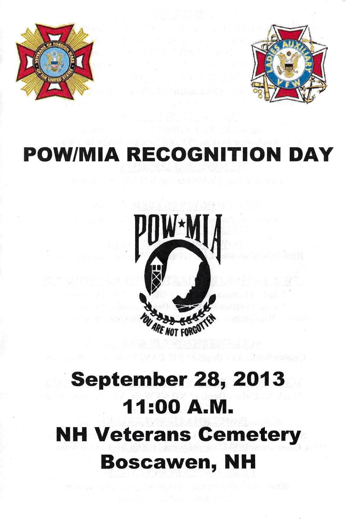 POW-MIA Recognition Day NH State Veterans Cemetery Sept 28 2013