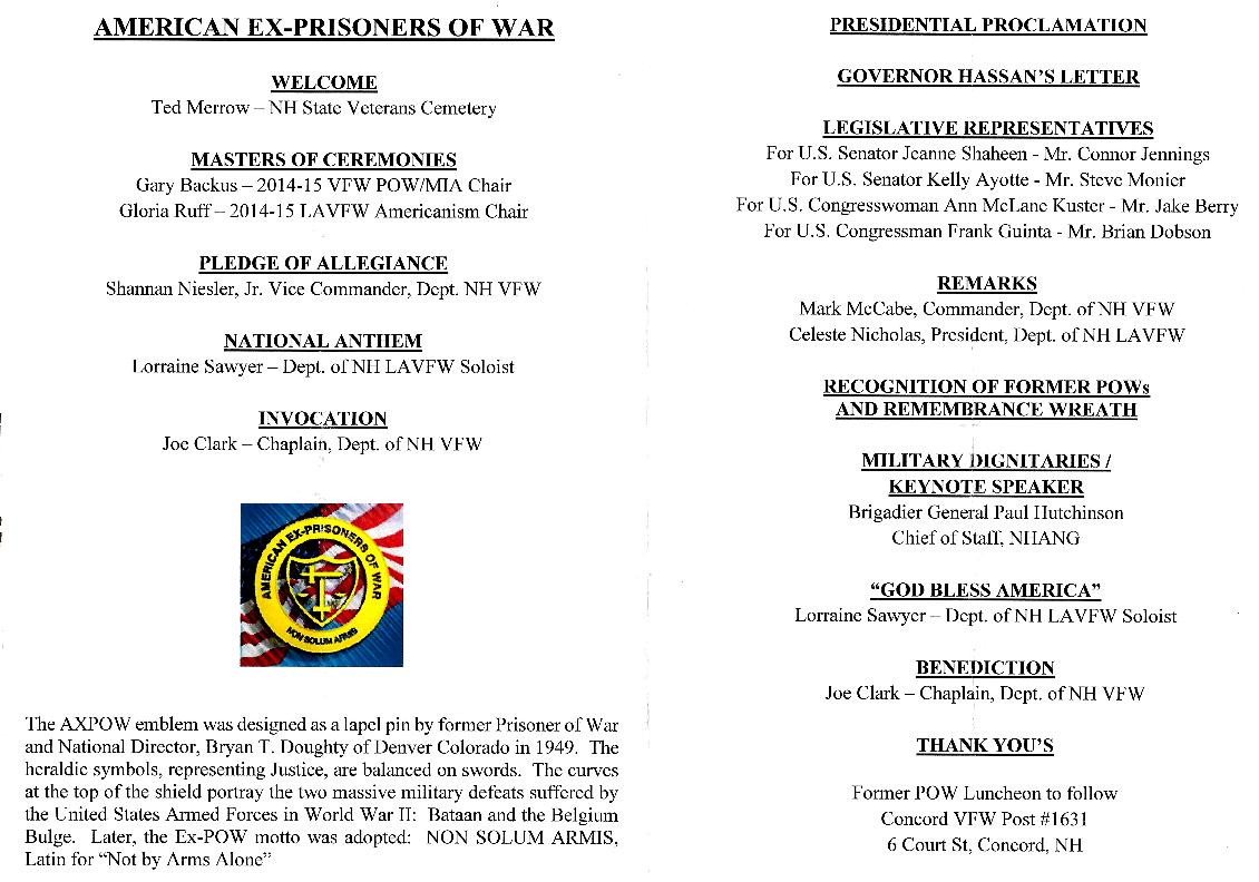National Former POW Recognition Day NH State Veterans Cemetery April 25 2015