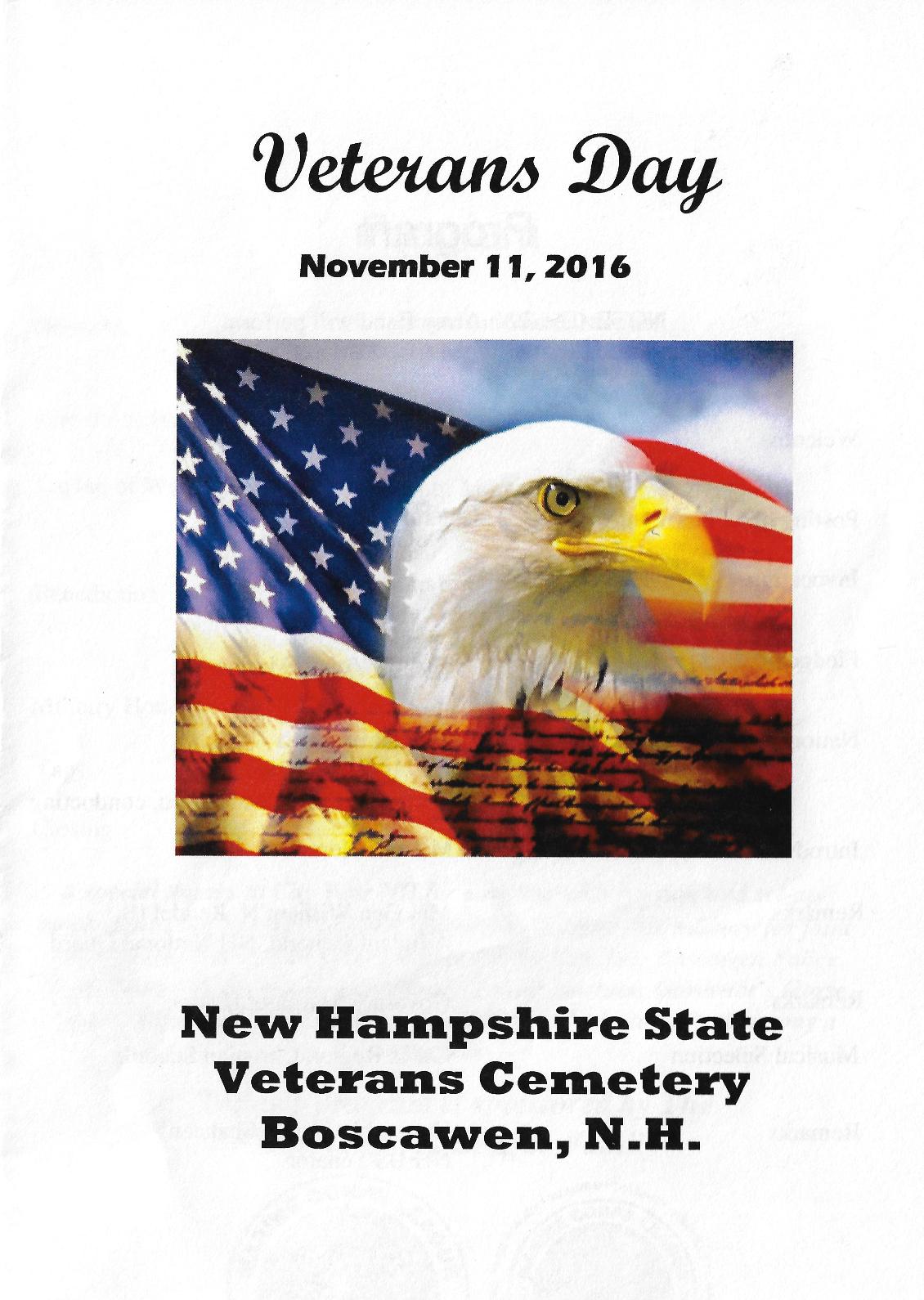 Veterans Day Program - NH State Veterans Cemetery Nov 11 2016