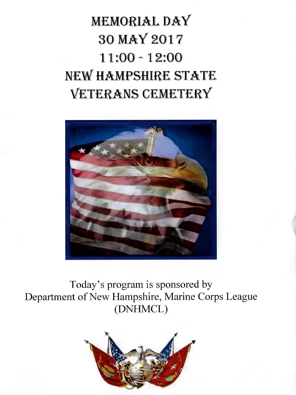 Memorial Day Program Nh State Veterans Cemetery May 30 2017