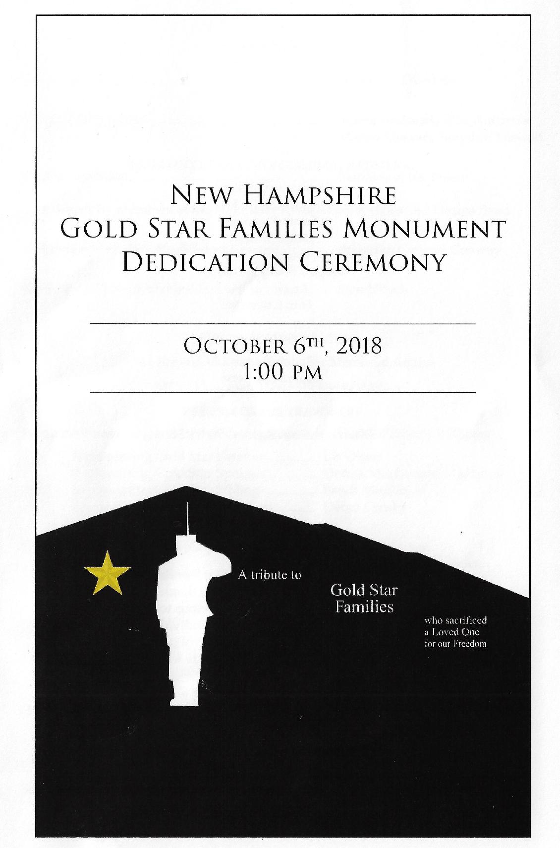 NH Gold Star Families Memorial Dedication Nh State Veterans Cemetery October 6 2018