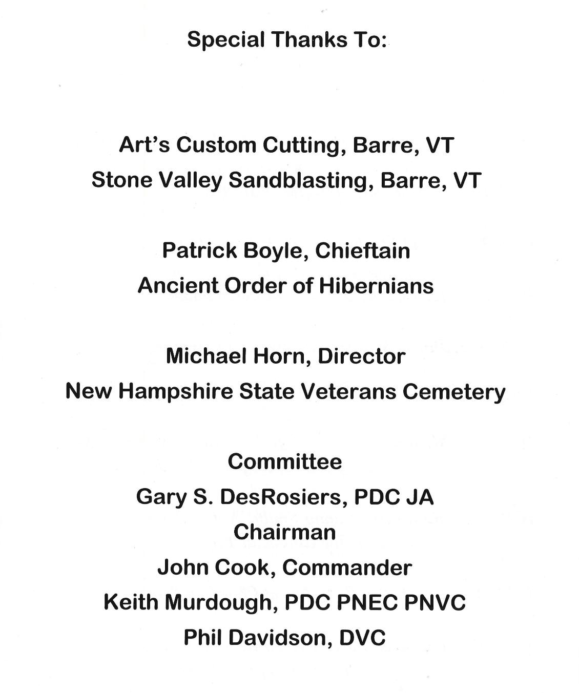 Sons of the American Legion Memorial Dedication NH State Veterans Cemetery June 9 2018