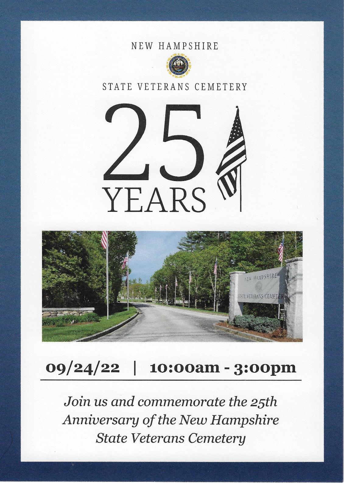New Hampshire State Veterans Cemetery 25th Anniversary Invitation Cover