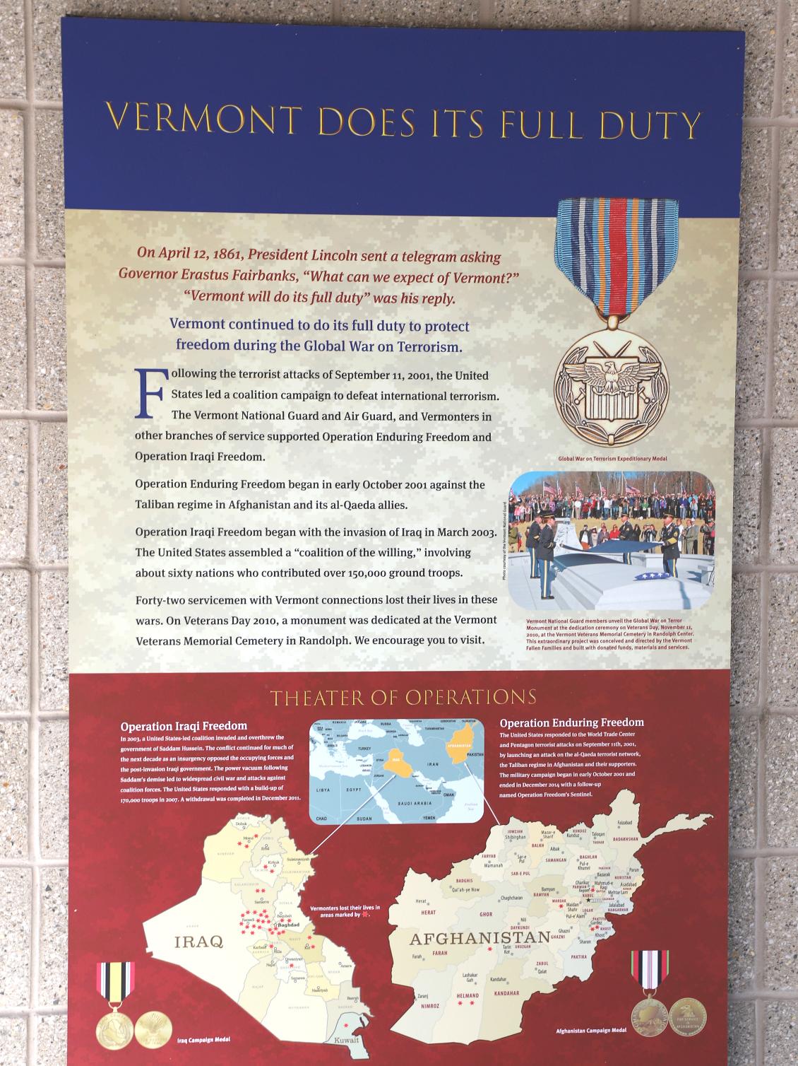 Vermont Global War on Terror Poster
